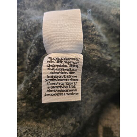 Victoria Secret Pink Green Camouflage Tight Knit Fuzzy Hooded Pullover Jacket L - Picture 5 of 5